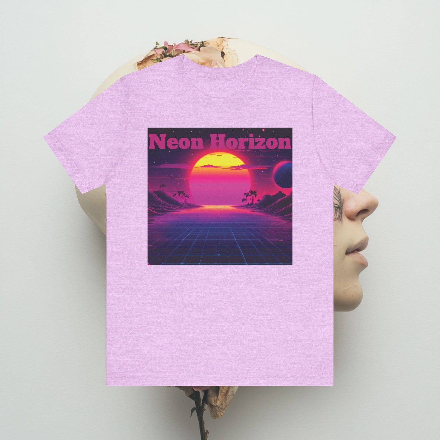 Neon Horizon Unisex Tee, Synthwave Sun Graphic Shirt, Retro 80s T-Shirt, Neon Vaporwave Tee, Cool Men's Women's Top