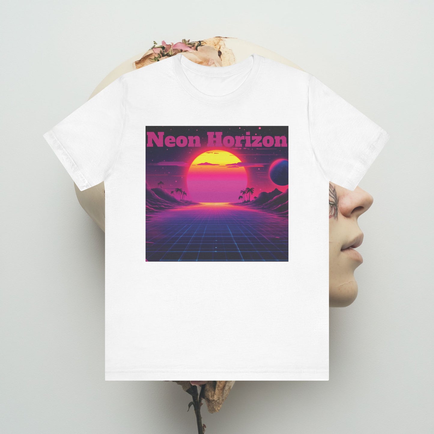 Neon Horizon Unisex Tee, Synthwave Sun Graphic Shirt, Retro 80s T-Shirt, Neon Vaporwave Tee, Cool Men's Women's Top