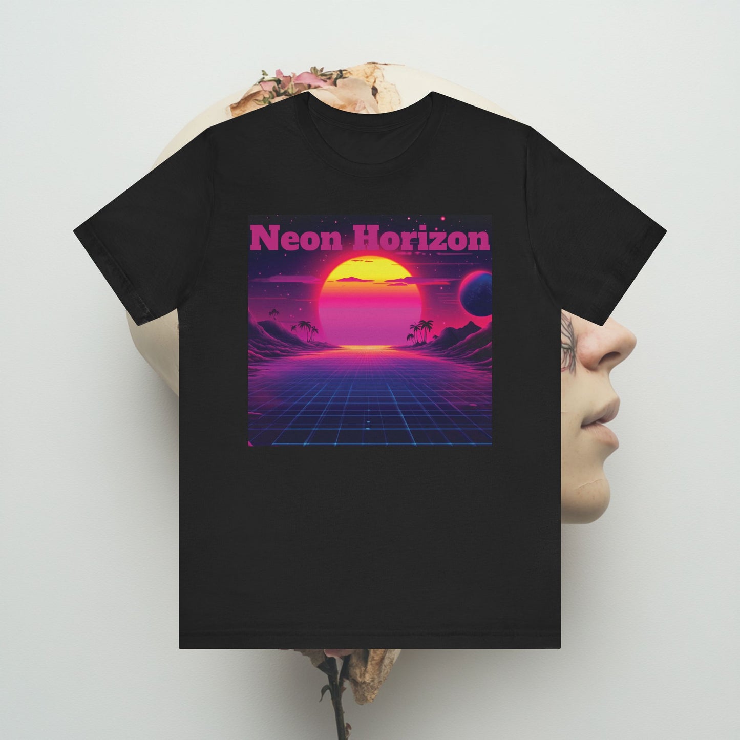 Neon Horizon Unisex Tee, Synthwave Sun Graphic Shirt, Retro 80s T-Shirt, Neon Vaporwave Tee, Cool Men's Women's Top