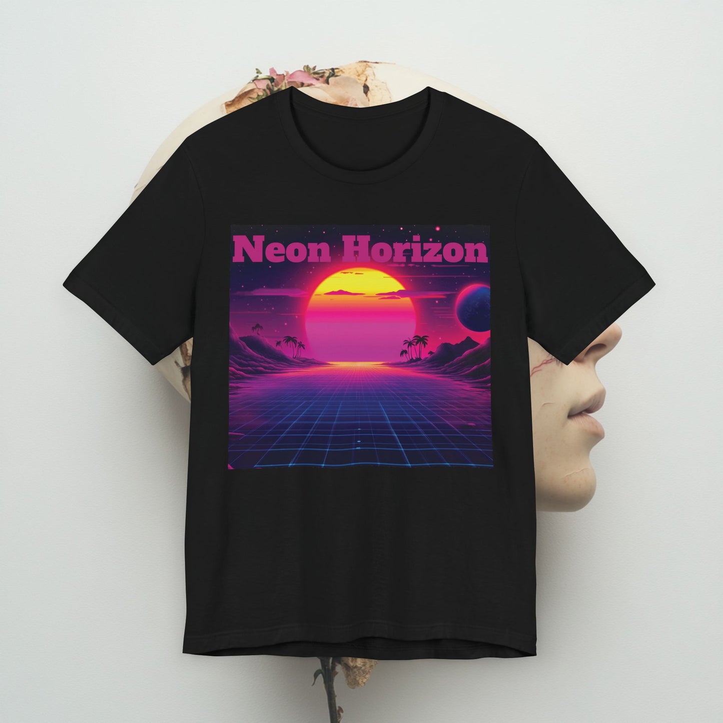 Neon Horizon Unisex Tee, Synthwave Sun Graphic Shirt, Retro 80s T-Shirt, Neon Vaporwave Tee, Cool Men's Women's Top